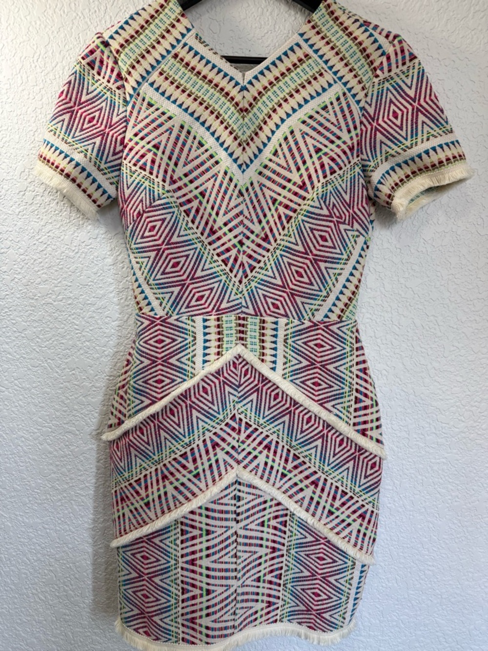 Adelyn Rae Jaylene Woven Sheath Dress | Embroidered Cutout Back | XS - Picture 2 of 15